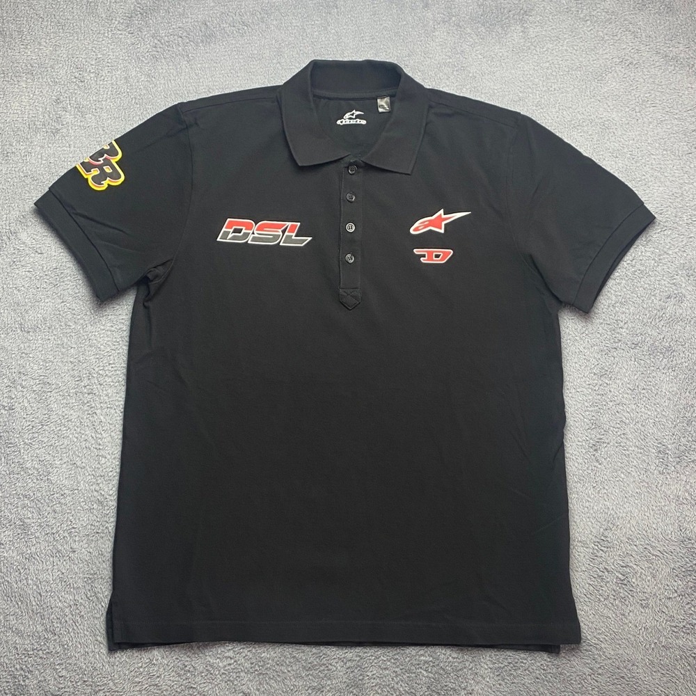 Alpinestars x Diesel DSL Mens Black Racing Logo Polo Shirt Large M-HW-K55